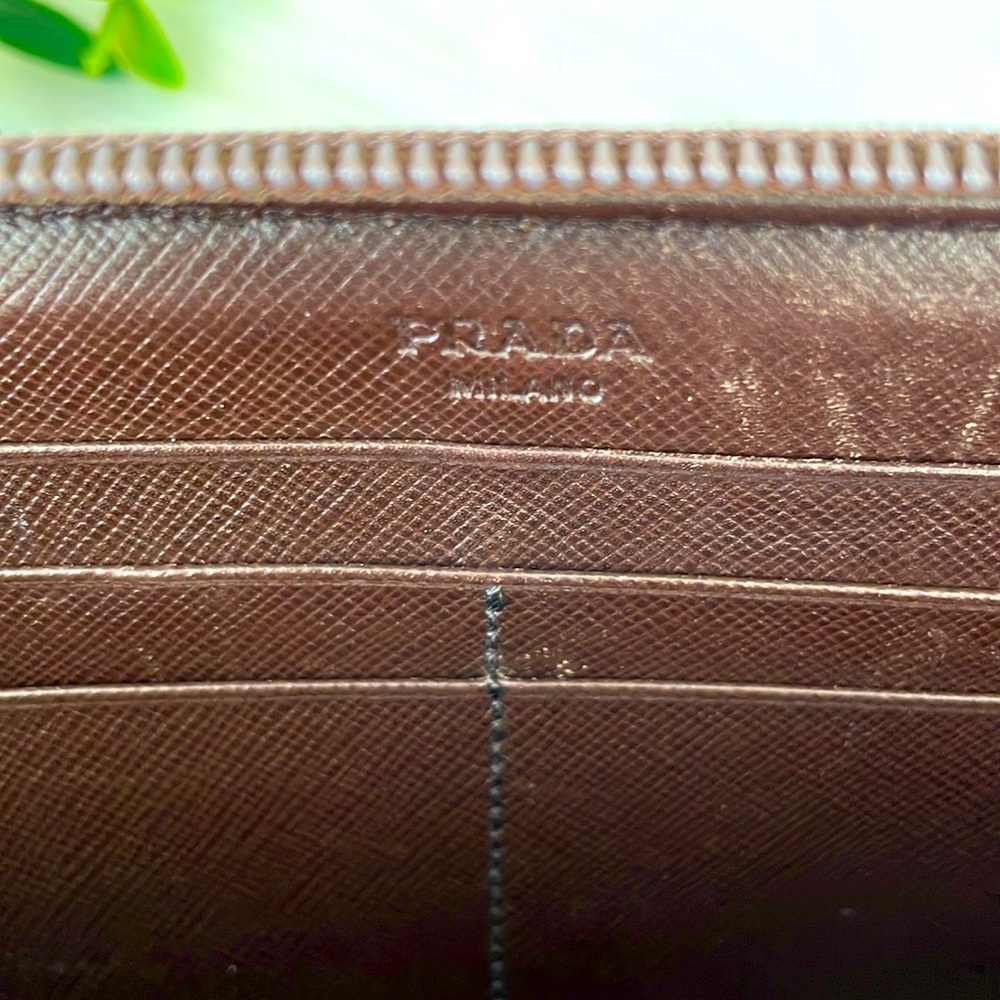 Prada Army green & Brown Nylon Zippy Wallet - Picture 10 of 16